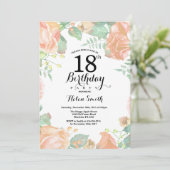 植物性桃フローラ18番目の誕生日招待状 招待状 (スタンド正面)