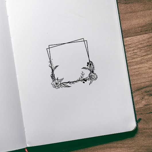 植物性正方形の花、ジャーナル枠 ラバースタンプ