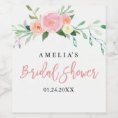 植物性水彩ブライダルシャワーワインラベル ワインラベル (シングルラベル)