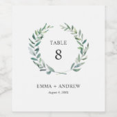 植物性水彩リース葉表番号 ワインラベル (シングルラベル)