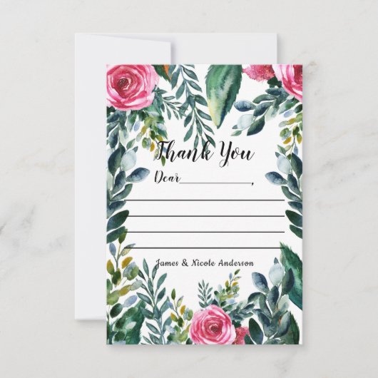 植物性水彩ヴィンテージフローラありがとう サンキューカード (正面)