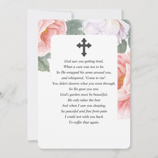 植物性水彩悔やみや弔慰葬儀祈りの言葉カード サンキューカード (裏面)