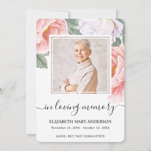 植物性水彩悔やみや弔慰葬儀祈りの言葉カード サンキューカード (正面)