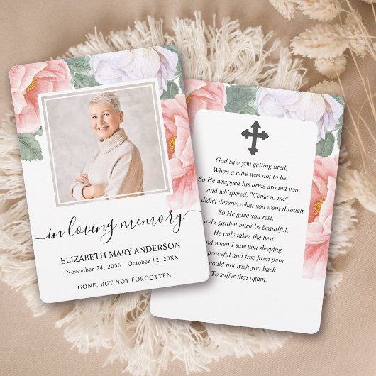 植物性水彩悔やみや弔慰葬儀祈りの言葉カード サンキューカード