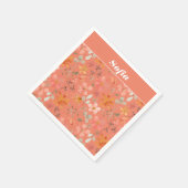 植物性水彩柄カスタムオレンジ スタンダードカクテルナプキン (角)