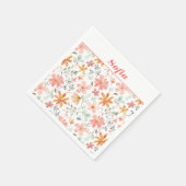 植物性水彩柄カスタムピンク白 スタンダードカクテルナプキン (角)