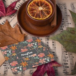 植物性水彩柄カスタム灰色 スクエアペーパーコースター