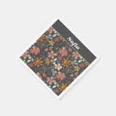 植物性水彩柄カスタム灰色 スタンダードカクテルナプキン (角)