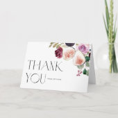 植物性水彩画とブルゴーニュの花 サンキューカード (正面)