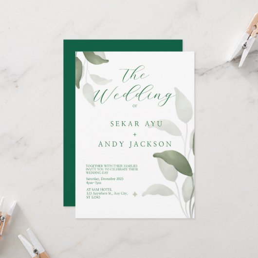 植物性水彩画 招待状 (正面/裏面インサイチュ)