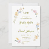 植物性水彩結婚式の招待 招待状 (正面)