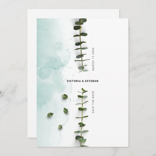 植物性水彩結婚式の日付を保存 セーブザデート (正面/裏面)