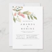 植物性水彩結婚葉 招待状 (正面)