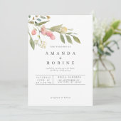 植物性水彩結婚葉 招待状 (スタンド正面)