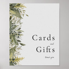 植物性水彩緑のカードとギフトサイン ポスター