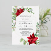 植物性水彩緑のクリスマス結婚ズ 箔招待状 (立ち正面)