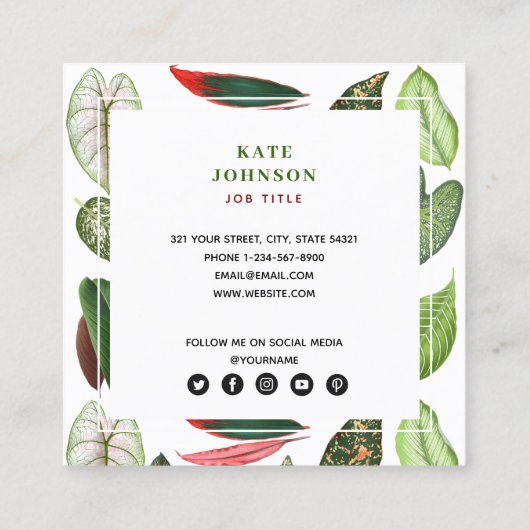 植物性水彩緑化葉剤QRコード スクエア名刺 (裏面)