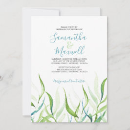 植物性水彩緑白結婚色