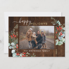 植物性水彩緑色写真ダークウッド シーズンカード