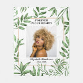 植物性水彩緑色写真記念館 フリースブランケット (正面)