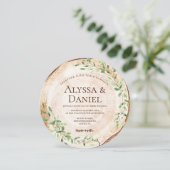 植物性水彩緑色木のスライス素朴 招待状 (スタンド正面)