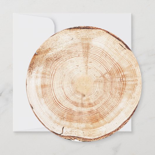 植物性水彩緑色木のスライス素朴 招待状 (裏面)