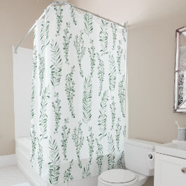 植物性水彩緑葉草類 シャワーカーテン