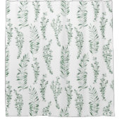 植物性水彩緑葉草類 シャワーカーテン (正面)
