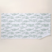 植物性水彩緑葉草類 ビーチタオル (正面)