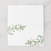 植物性水彩緑青と白い花 プレイスカード (外部開封)