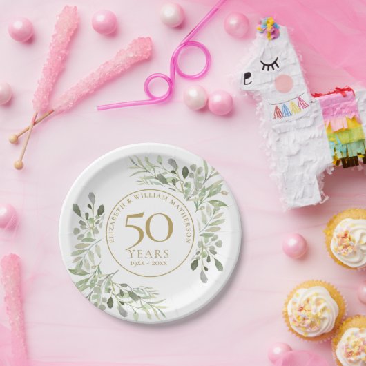 植物性水彩緑50周年記念 ペーパープレート (パーティー)