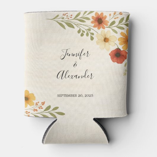 植物性水彩花ボホ結婚の 缶クーラー (正面)