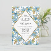 植物性水彩褐色青色フローラ結婚ズ 招待状 (スタンド正面)