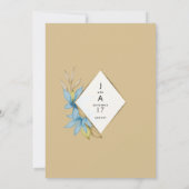 植物性水彩褐色青色フローラ結婚ズ 招待状 (裏面)