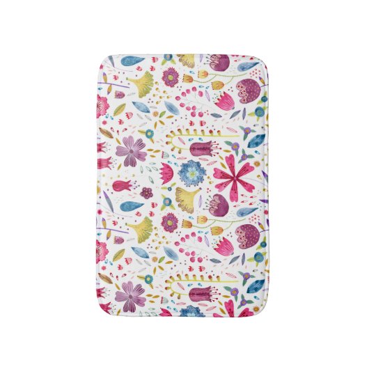 植物性水彩野花絵画ズ バスマット (正面縦)