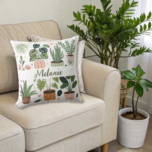 植物性水彩鉢植え クッション