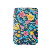 植物性水彩:花、葉オーナメント。 バスマット (正面縦)