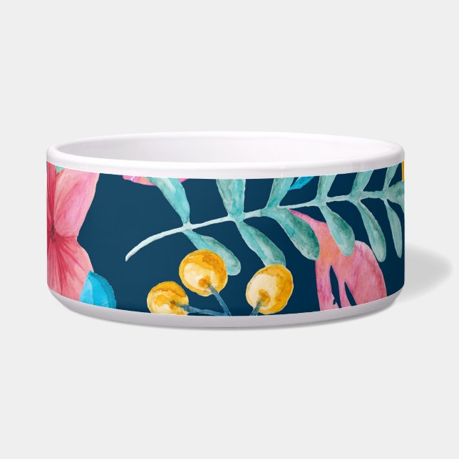 植物性水彩：花、葉オーナメント。 ボウル (正面)