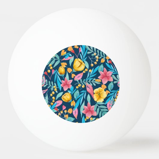 植物性水彩：花、葉オーナメント。 卓球ボール (正面)