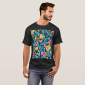 植物性水彩:花、葉オーナメント。 Tシャツ (正面フル)