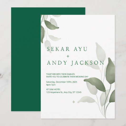 植物性水結婚色 招待状 (正面/裏面)