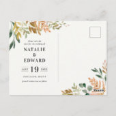 植物性水色グリーン金ゴールド秋モダン脚本 ポストカード (裏面)