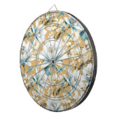 植物性水色ブルーホワイト金ゴールドリリーフローラ ダーツボード (正面右)