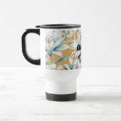 植物性水色ブルーホワイト金ゴールドリリーフローラ トラベルマグ (左)