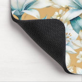 植物性水色ブルーホワイト金ゴールドリリーフローラ マウスパッド (コーナー)