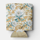 植物性水色ブルーホワイト金ゴールドリリーフローラ 缶クーラー (裏面)