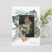 植物性熱帯フローラ金ゴールドマウヴ結婚ス サンキューカード (スタンド正面)