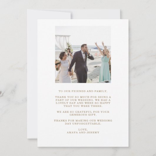 植物性熱帯フローラ金ゴールドマウヴ結婚ス サンキューカード (裏面)