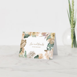 植物性熱帯フローラ金ゴールドマウヴ結婚ス サンキューカード