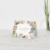 植物性熱帯フローラ金ゴールドマウヴ結婚ス サンキューカード (正面)